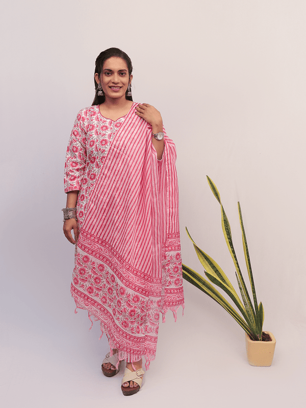 Pink Floral Printed Suit Set