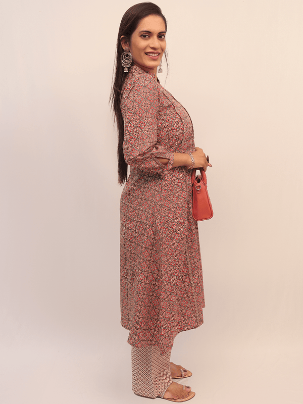 Ajrakh Geometric Printed Kurta Set