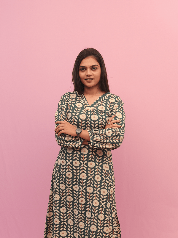 Green Floral Print Kurta Set