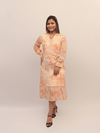 Peach Printed Midi Dress
