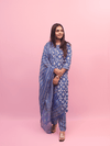 Blue Bandhani Cotton Suit Set