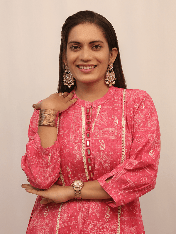 Pink Bandhani Print Festive Kurta Set