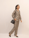 Black & Beige Chevron Print formal Co-Ord Set