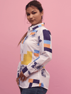 White With Bit Multicolor Print Shirt