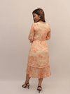 Peach Printed Midi Dress