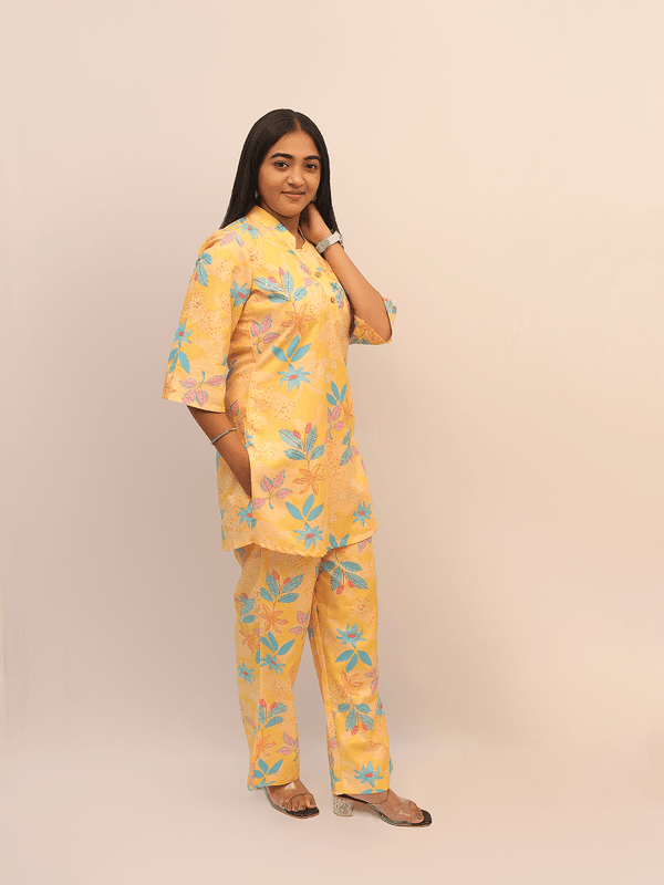 Sunny Yellow Floral Print Co-Ord Set