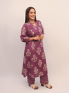 Purple Floral Cotton Kurta Set