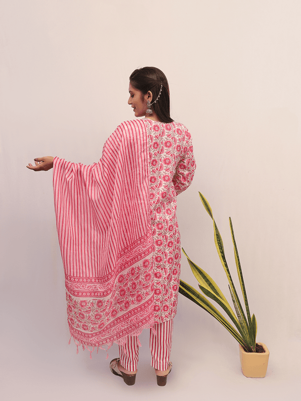 Pink Floral Printed Suit Set