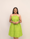 Lime Green Halter Neck Mini Dress