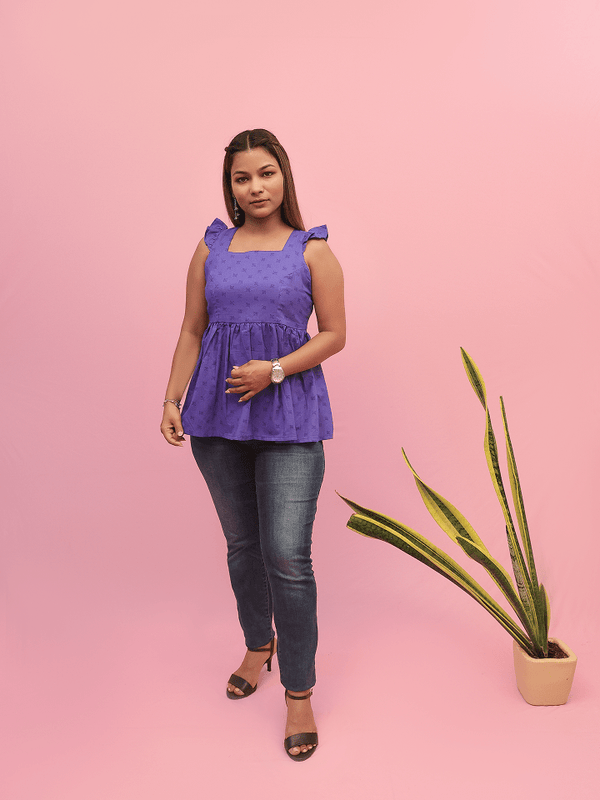 Violet Back-Tie Peplum Top