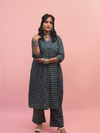 Blue Printed A-Line Kurta Set