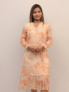 Peach Printed Midi Dress