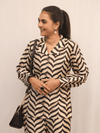 Black & Beige Chevron Print formal Co-Ord Set