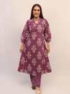 Purple Floral Cotton Kurta Set