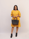 Mustard Yellow Embroidered Tiered Dress
