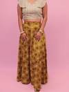 Striped Flutter Sleeve Crop Top With Mehndi Floral Maxi Skirt