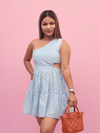 Zigzag One-Shoulder Mini Dress