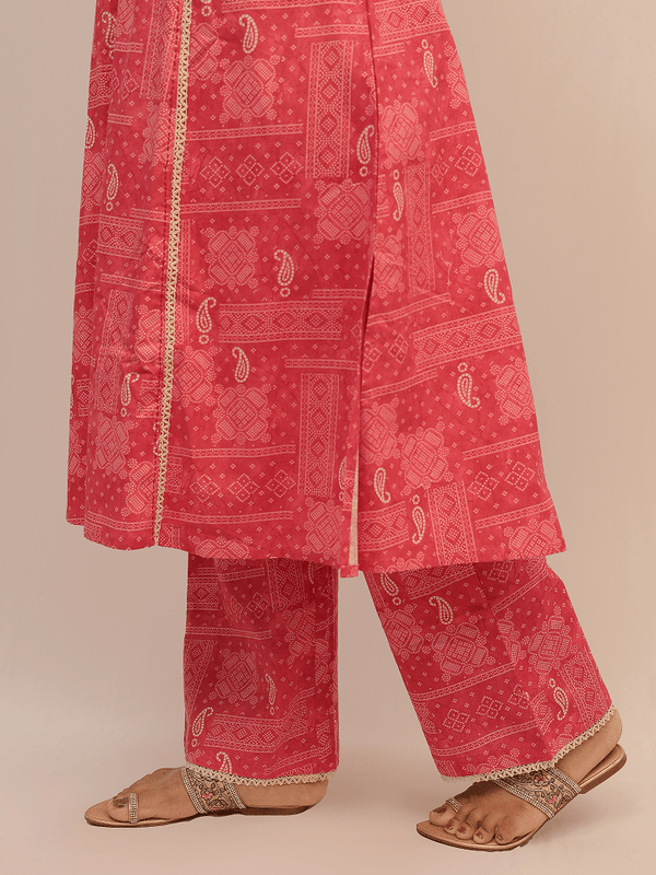 Pink Bandhani Print Festive Kurta Set