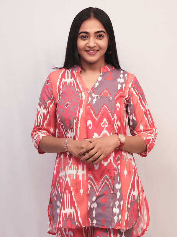 Pink Ikat Print Co-Ord Set