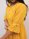 Mustard Yellow Embroidered Tiered Dress
