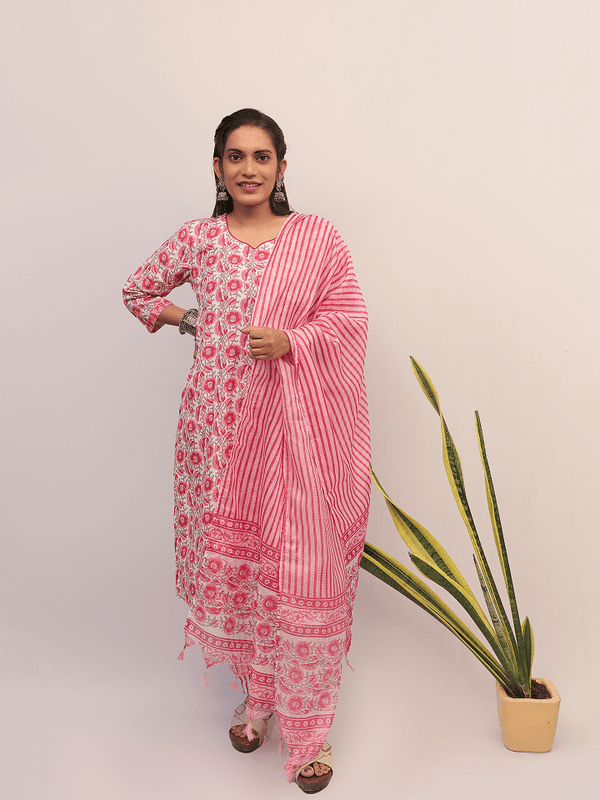 Pink Floral Printed Suit Set