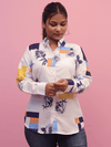 White With Bit Multicolor Print Shirt