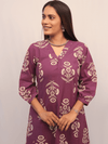 Purple Floral Cotton Kurta Set