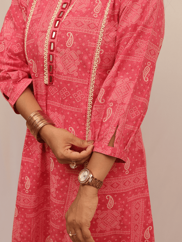 Pink Bandhani Print Festive Kurta Set