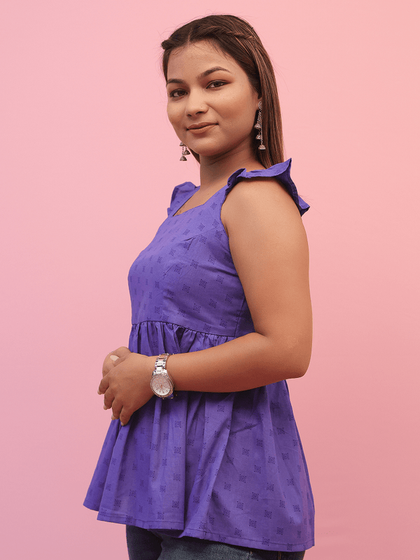 Violet Back-Tie Peplum Top