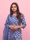 Blue Bandhani Cotton Suit Set
