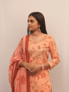Peach Floral Embroidered Suit Set With Dupatta