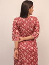 Crimson Floral Printed Suit Set With Dupatta