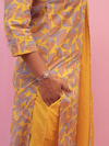 Sunshine Leaf Print Suit Set with Dupatta