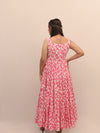Pink Floral Tiered Long Dress