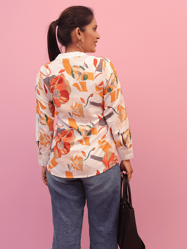 Autumn Bloom Cotton Blend Top