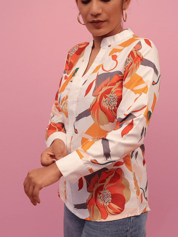 Autumn Bloom Cotton Blend Top