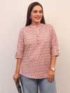 Pink Handblock Striped Cotton Top