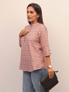 Pink Handblock Striped Cotton Top