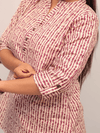 Pink Handblock Striped Cotton Top