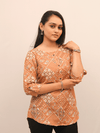 Rust Patchwork Printed Cotton Top