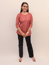 Maroon Floral Buti Printed Cotton Top