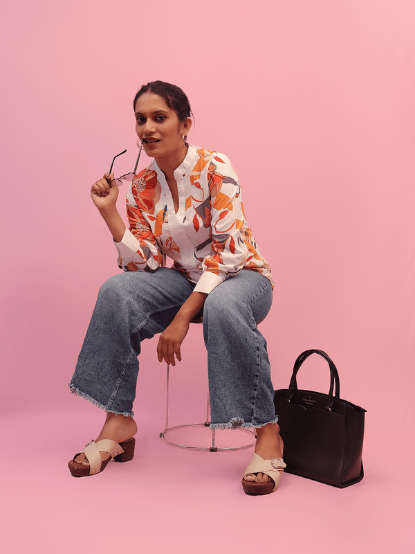 Autumn Bloom Cotton Blend Top