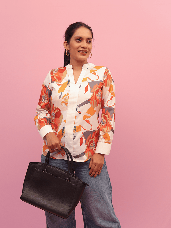 Autumn Bloom Cotton Blend Top