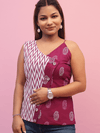 Magenta & White Ikat-block Print Sleeveless Top