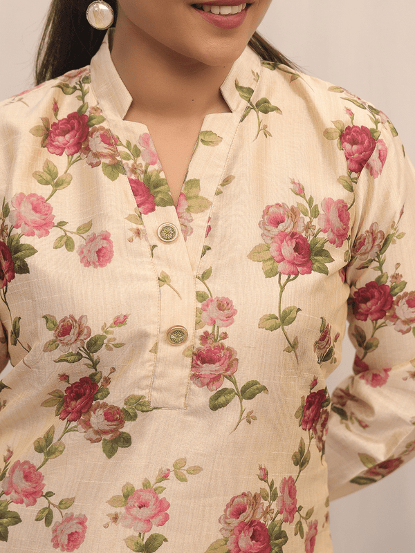 Tropical Yellow & Blue Floral Print Co-Ord Set