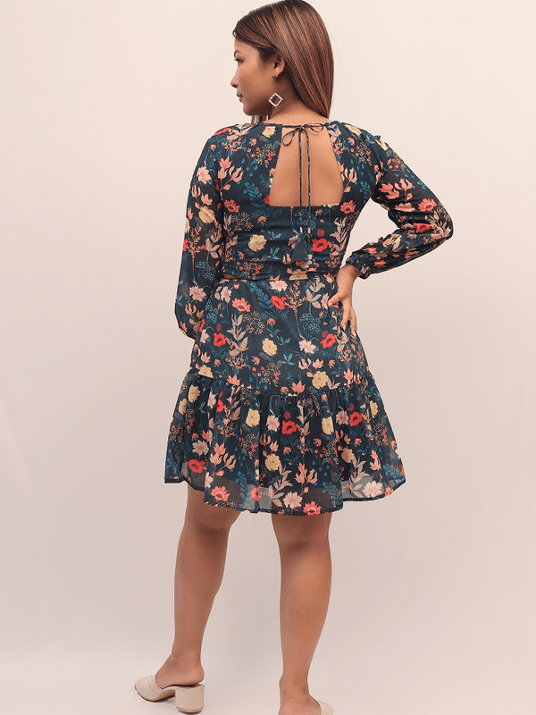 Teal Blue Side-Cut Mini Dress