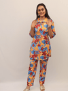 Tropical Yellow & Blue Floral Print Co-Ord Set