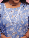 Powder Blue Floral Printed Suit Set