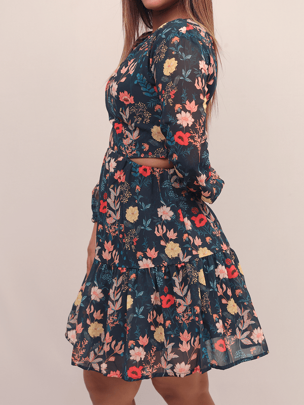 Teal Blue Side-Cut Mini Dress