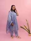 Powder Blue Floral Printed Suit Set